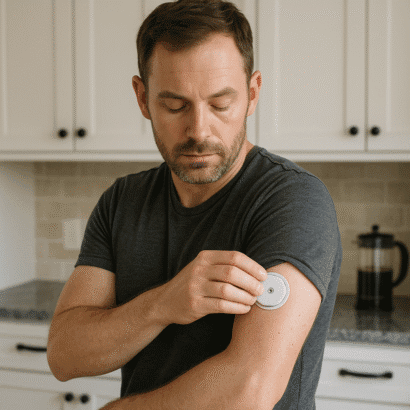 CGM application shown in a kitchen (clean + natural)