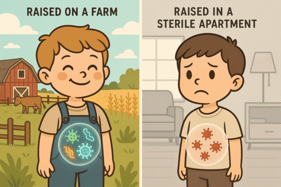 child on farm vs child in sanitized city home