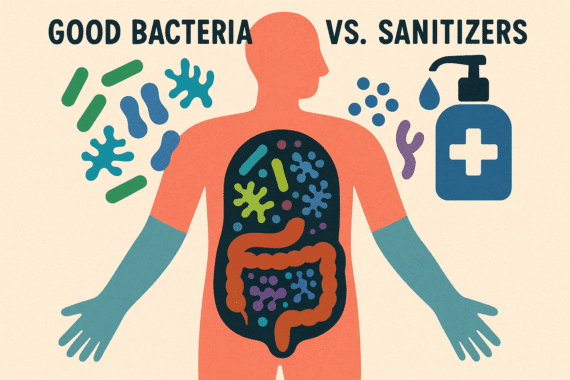 abstract image of gut flora disrupted by sanitizer